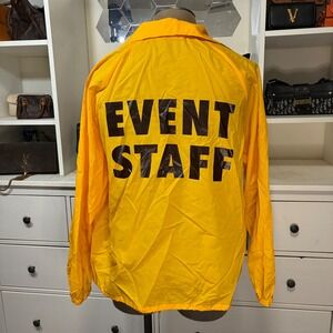 Cardinal Yellow Event Staff Coach Jacket Windbreaker Mens XL Snap Front Pockets
